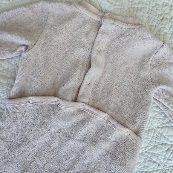 BOSS Velour Logo Footed Sleeper Footies Pajamas 6 Months - Pale Pink - Picture 8 of 9